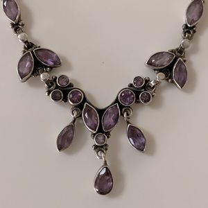Amethyst and silver antique style necklace.